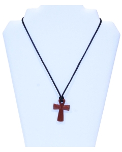 Obesek križ na vrvici iz naravnega kamna Rdeči jaspis
