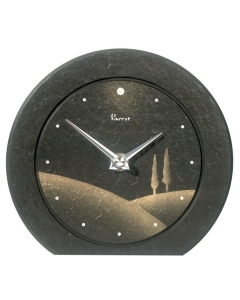 Namizna ura iz kamna sivo črna 16x15