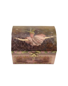 Pravokotna lesena glasbena skrinjica za nakit s plesočo baletko.