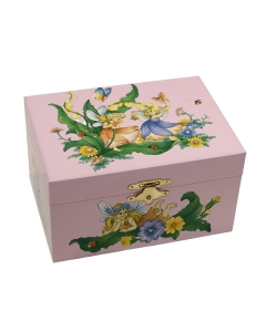 Pravokotna lesena glasbena skrinjica za nakit s plesočo vilo