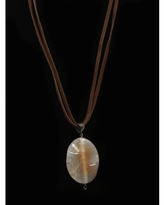 Ogrlica iz naravnega kamna sončni kamen na usnjenem traku