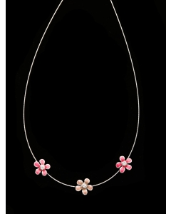 Ogrlica z različnimi rdečimi rožicami