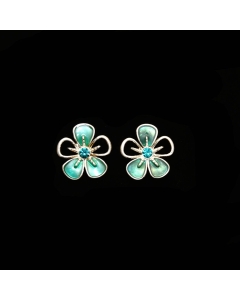 Uhani z nesimetrično zeleno rožico