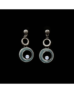 Uhani temni krogci s kamenčkom SHAGWEAR