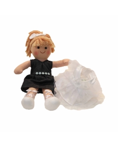 Komplet punčka iz blaga 25cm + bela oblekica za balerino