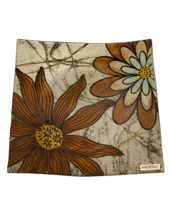 Ročno poslikani kvadratni krožnik dim. 24*24 cm v sivo srebrnem odtenku