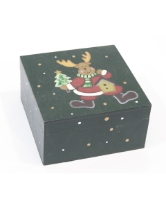 Lesena škatlica z božičnim motivom - jelenček