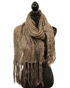Pleten šal 170cm v tmni barvi z resicami - siv