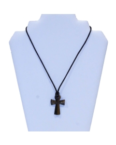 Obesek križ na vrvici iz naravnega kamna Tigrovo oko