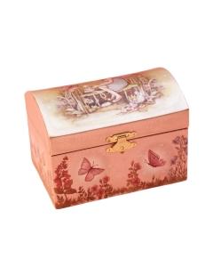 Pravokotna lesena glasbena skrinjica za nakit s plesočo baletko.