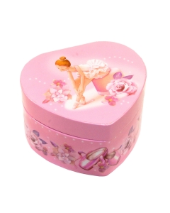 Glasbena skrinjica v obliki srčka za nakit s plesočo baletko