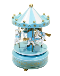Glasbeni vrtiljak s 4-imi konji in prelepim brahmsovim valčkom - svetlo modra