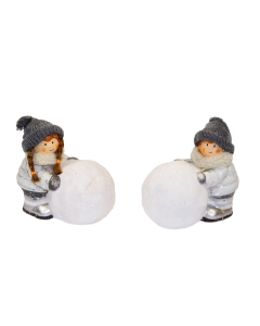 Keramični otrok s pleteno tekstilno kapo in snežno kepo