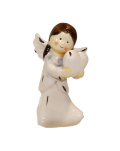 Angelček glaziran sivo bel - z srcem