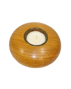 Leseni svečnik fi 10 cm s priloženo čajno svečko