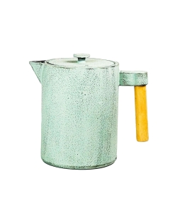Emajlirani čajnik iz litega železa; svetlo zelen s pokrovom in cedilom 1,2L