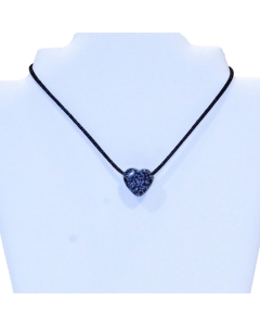 Obesek srce na vrvici iz naravnega kamna Snežni Obsidian