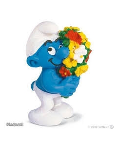 Smrkec Schleich s šopkom.