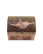 Pravokotna lesena glasbena skrinjica za nakit s plesočo baletko.