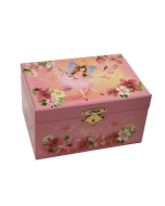 Pravokotna lesena glasbena skrinjica za nakit s plesočo baletko