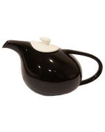Črn čajnik iz porcelana, 1,6l z belim pokrovom
