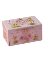 Pravokotna lesena glasbena skrinjica za nakit s plesočo baletko in predalčkom