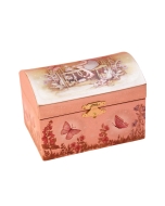 Pravokotna lesena glasbena skrinjica za nakit s plesočo baletko.