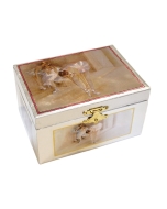 Pravokotna lesena glasbena skrinjica za nakit s plesočo baletko