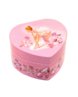 Glasbena skrinjica v obliki srčka za nakit s plesočo baletko