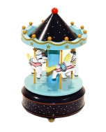 Glasbeni vrtiljak s 4-imi konji in prelepo melodijo ''poletje'' temno modra - svetlo modra