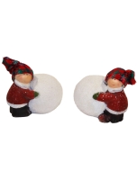 Keramični otrok s tekstilno kapo in snežno kepo