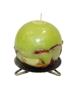 Zelena okrogla sveča fi 10 cm, sveča s citrusi, kavo, cimetom dim.