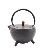 Emajlirani čajnik iz litega železa; siv s pokrovom in cedilom 1L
