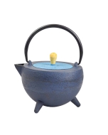 Emajlirani čajnik iz litega železa; moder s pokrovom in cedilom 1L