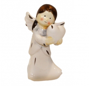 Angelček glaziran sivo bel - z srcem